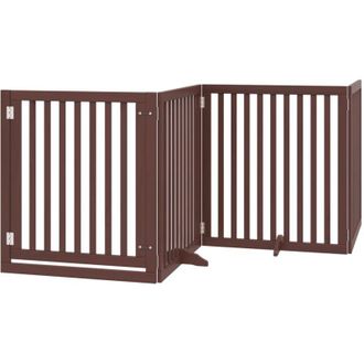 vidaXL Puerta Para Perros Plegable 4 Paneles Madera &Aacute;lamo Marr&oacute;n 320cm Vidaxl