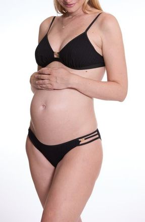Cache Coeur Milos Triangle Maternity Bikini in Black at Nordstrom, Size X-Large