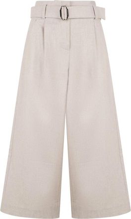 Moorer NOA High-waisted Wide Pants - Dames - Wijde Broeken - Beige - XS - Wol - Broeken