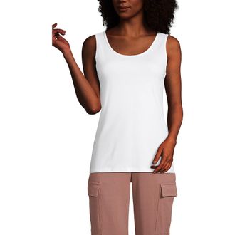 Lands End Cotton Tank Top in White at Nordstrom, Size Medium