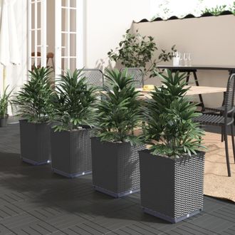vidaXL Jardineras 4 Uds Polipropileno Negro 30x30x37 Cm Vidaxl