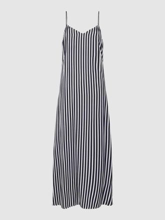 Tommy Hilfiger Midikleid aus Viskose mit Streifenmuster in Marine, Größe 36