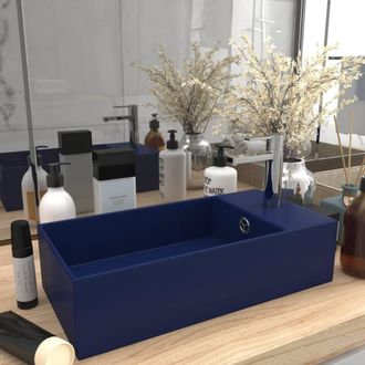 Berkfield Home Bathroom Sink with Overflow Ceramic Dark Blue