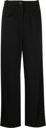 Khaite high-waisted straight leg trousers - women - Viscose/Virgin Wool/Cupro - 6 - Black