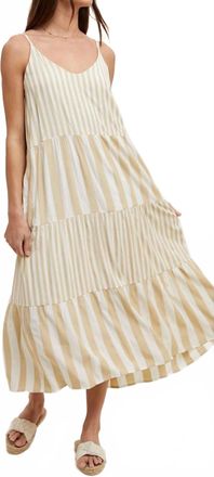 Wishlist Tiered Midi Dress In Sandbar Stripes