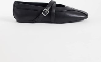 Tommy Jeans Baisley ballerine in pelle nere-Nero