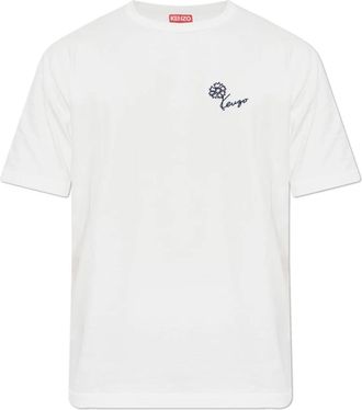 Kenzo T-shirt met tulpenborduursel - Heren - T-shirts - Wit - M - Katoen - Tops