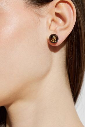 Jimmy Choo London Earrings With Logo, Womens, Brown