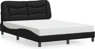 vidaXL Vidaxl - Cama Con Colch&oacute;n Cuero Sint&eacute;tico Negro 140x190 Cm