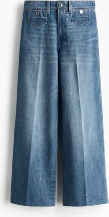 H&M Wide High Waist Ankle Jeans in Denim Blue at Nordstrom, Size 14