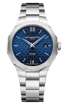 Baume & Mercier Riviera 73 Bracelet Watch, 39mm in Blue at Nordstrom