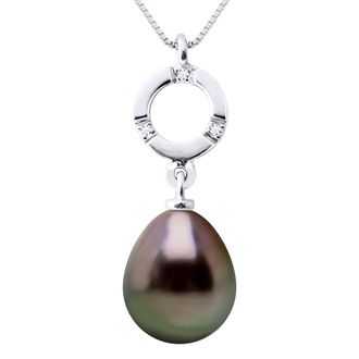 Ateliers Saint Germain Womens Pendant Jewelry 0,01 Cts White Gold 375 and Real Cultured Tahiti Pearl Pear 9-10 mm - One Size