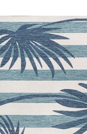 Jonathan Y Designs Veronica Classic Beach Stripe and Palm Leaf Indoor/Outdoor Area Rug in Navy/cream at Nordstrom, Size 8Ft 0In X 10Ft 0In