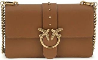 Pinko The One Simply Love Bag One Shoulder Bag - Dames - Schoudertassen - Bruin - ONE Size - Leer - Tassen