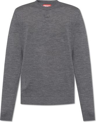 Diesel Trui K-Valiam - Heren - Ronde hals truien - Grijs - 2XL - Wol - Truien & Vesten