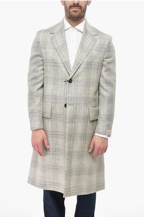 Corneliani CIRCLE Virgin Wool Coat With District Check Pattern size 46