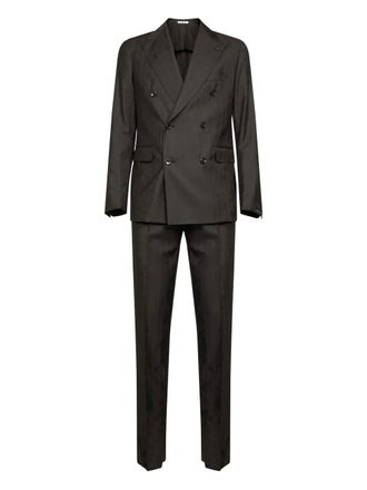 Tagliatore jacquard double-breasted suit - Brown