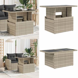 vidaXL Tavolo Giardino Piano Vetro Grigio Chiaro 100x55x73 Polyrattan - Tavolo da esterno - Tavolo in vetro