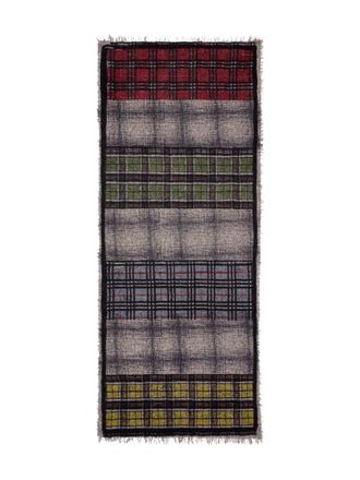 Faliero Sarti plaid-pattern fringed scarf - women - Virgin Wool/Cashmere/Silk/Polyamide - One Size - Black