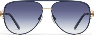 Quay High Key Twist 60mm Gradient Aviator Sunglasses in Matte Navy/navy at Nordstrom