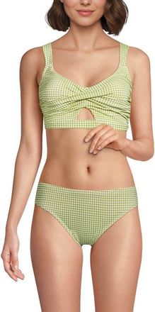Lands End Twist Front Bikini Top in Bright Pistachio Gingham at Nordstrom, Size Xx-Small