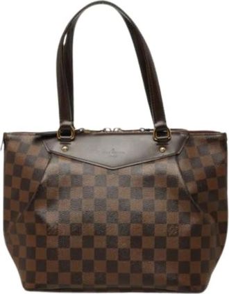 Louis Vuitton Pre-owned Damier Canvas Tote Bag - Dames - Vintage Shopper - Bruin - ONE Size - Leer - Vintage