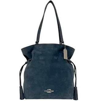 Coach Navy Suede Leather Tote Bag (Pre-Owned)