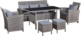 Concept Usine Salón de jardín de 6 piezas de Resina trenzada gris claro