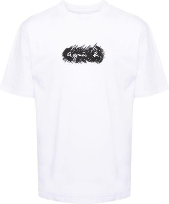 agnès b. logo-print crew-neck T-shirt - men - Cotton - 0 - White