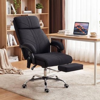 Vinsetto Vibration Massage Office Chair with Heat, Footrest in Black