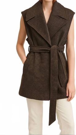 Suncoo Long Textured Thick Vest In Chocolate