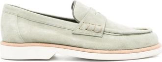Santoni Groene leren Loafers Casual Flats - Dames - Loafers - Groen - 41 EU - Leer - Schoenen