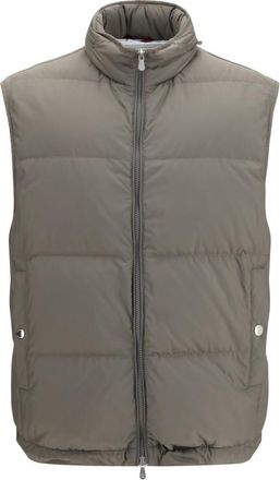 Brunello Cucinelli Grey Quilted Sleeveless Jacket