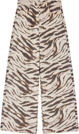 Ganni Brown Animal Print High Rise Jeans