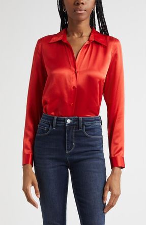 L'agence Tyler Silk Blouse in Engine Red at Nordstrom, Size X-Small