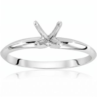 Pompeii3 Engagement Ring Setting Four Prong Solitaire14K White Gold Size Selectable