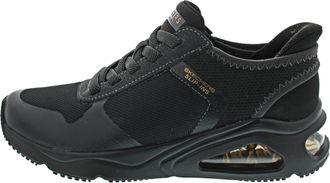 Skechers Womens Tres-Air Uno Easy Steppers Slip-On Sneakers, Black Mesh/Hot Melt, 5.5 UK