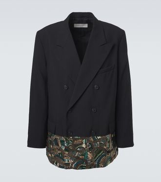 Dries Van Noten Embellished double-breasted wool blazer