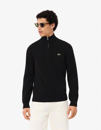 Lacoste Mens Lacoste Half Zip Logo Mens Sweatshirt - Black 031 - Size: 42