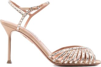 Aquazzura Strappy Sandals With Metallic Studs And Mid-Height Heel