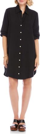 Karen Kane Ruched Sleeve Shirtdress in Black at Nordstrom, Size X-Large P