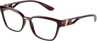 Dolce & Gabbana Stijlvolle Bordeaux Transparante Bril - Heren - Brillen - Bruin - 53 MM - Accessoires