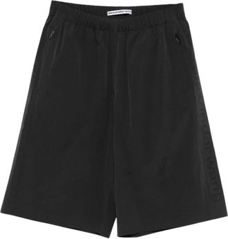 Alexander Wang Perforated-Logo Knee-Length Shorts - female - Alexander Wang - Bermudas - Black - M - Shorts