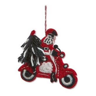 Tag Santa on Moped Christmas Ornament Red Wool Tree Decor at Nordstrom