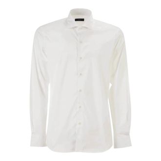 Fay Regular Fit Overhemd in Stretch Poplin - Heren - Zakelijke Overhemden - Wit - 4XL - Katoen - Overhemden