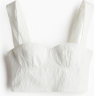 H&M Crop-Top aus Jacquardstoff - White