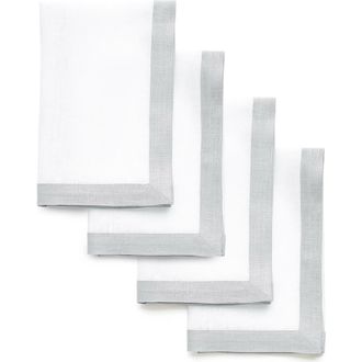 Solino Home Linen Dinner Napkins - Classic, 20 x 20 in Soft Grey And White at Nordstrom, Size Large