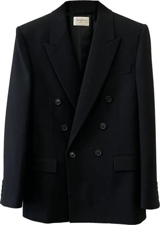 Saint Laurent Black Cassandre Wool Blazer