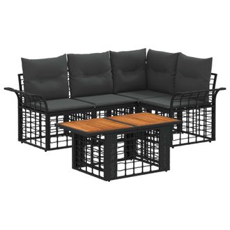 vidaXL Conjunto De Sof&aacute;s De Jard&iacute;n 5 Uds. Negro Y Gris Oscuro Vidaxl