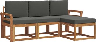 vidaXL Conjunto De Sof&aacute;s De Exterior 4 Uds. Natural Y Antracita Vidaxl